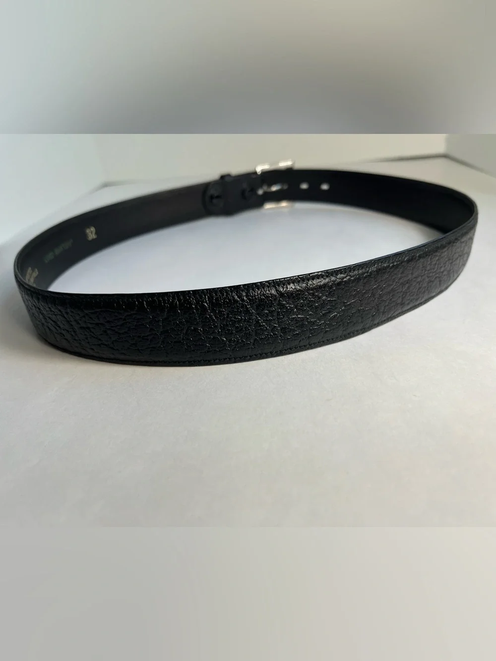 Lord Buxton 32 Black Dress Belt Rangoon Buffalo Removable Silver Tone Buckle